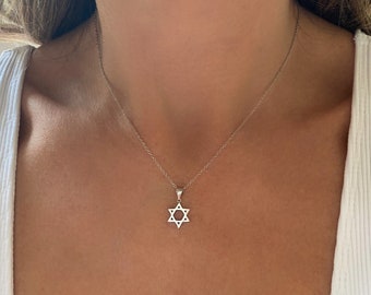 Star of David Necklace for Women, Gold Star of David Necklace, Jewish Jewelry, Jewish Star Necklace, Magen David Necklace, Bat Mitzvah Gift