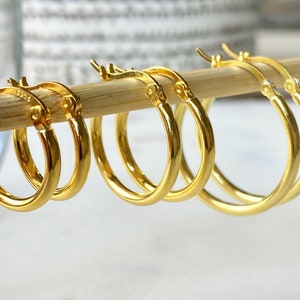 Hoop Earrings, 925 Sterling Silver Hoop Earrings, Gold Hoop Earrings, 15/20/25 mm Hoops, Small Medium Large Big Hoops, Gift for Her Birthday