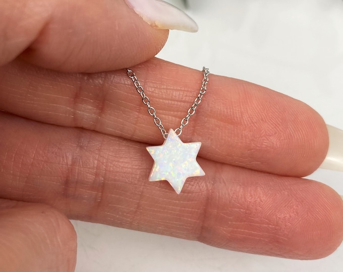 Star of David Necklace, Opal Necklace, Magen David Necklace, Jewish Necklace, Star of David Opal Necklace, Jewish Jewelry, Bar Bat Mitzvah