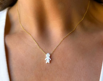 Opal Necklace for Mom, Boy Girl Opal Necklace, Kids Charm Necklace, Children, New Mom Grandma Grandmother Necklace, Baby Shower, Mothers Day