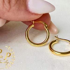 Hoop Earrings Silver, Gold Hoop Earrings, 15mm 20mm or 25mm Hoops, Thickness 2mm, Small Medium Large Big Hoops, Gift for Her, Birthday Gift