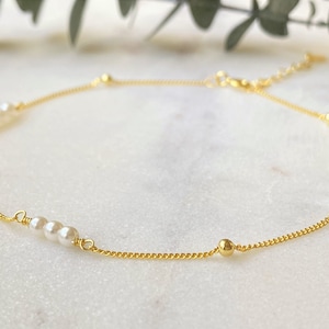 Freshwater Pearl Anklet, Tiny Pearls Anklet, Dainty Natural Pearl Anklet, Ankle Bracelet Pearl, Silver Gold Pearl Anklet, Wedding Jewelry