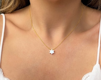 Star of David Necklace, Opal Necklace, Magen David Necklace, Jewish Necklace, Star of David Opal Necklace, Jewish Jewelry, Bat Mitzvah Gift