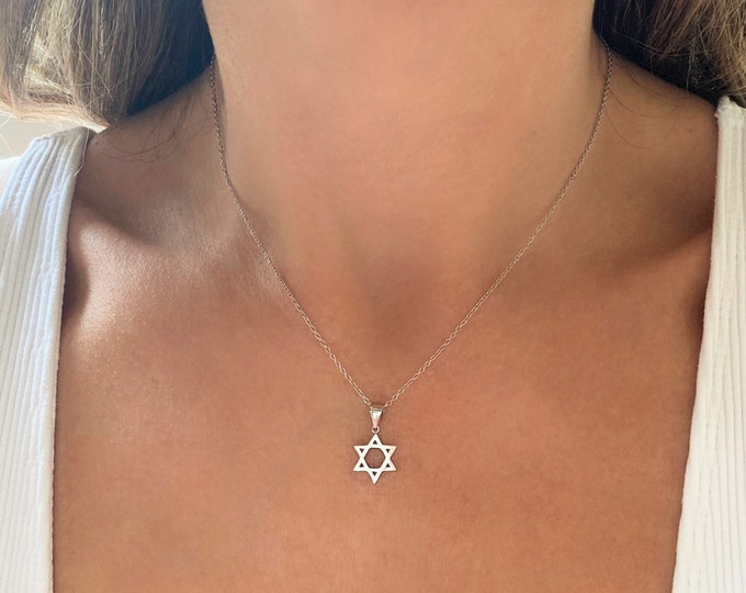 Star of David Necklace, Gold Star of David, Dainty Silver Star of David, Jewish Star, Jewish Jewelry, Magen David Necklace, Bat Mitzvah Gift