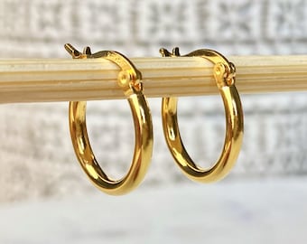 Sterling Silver Hoop Earrings, Gold Hoop Earrings, Available in 15mm, 20mm and 25 mm, Small Medium Large Big Hoops