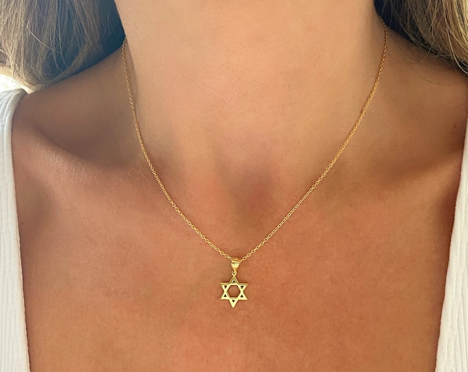 Star of David Necklace for Women, Gold Star of David Necklace, Jewish Jewelry, Jewish Star Necklace, Magen David Necklace, Bat Mitzvah Gift