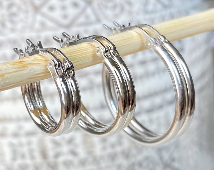 Silver Hoop Earrings, Gold Hoop Earrings, solid 925 Sterling Silver Hoops Earrings, Small Medium Large Big Hoops, Christmas, Black Friday