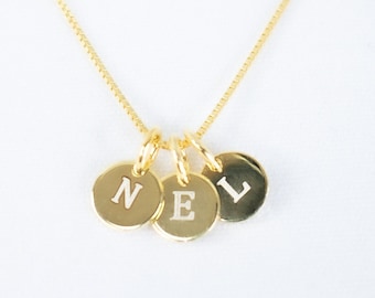 Initial Necklace, Personalized Necklace, Sterling Silver Coin Necklace, Tiny Disc Choker Necklace, Personalized Initial Necklace for Mom