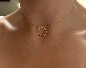 Sterling Silver Day Necklace, Discreet Sub Necklace, Silver, Gold, Rose Gold, Necklace with O Ring Pendant, O Ring Choker, Gift for Her