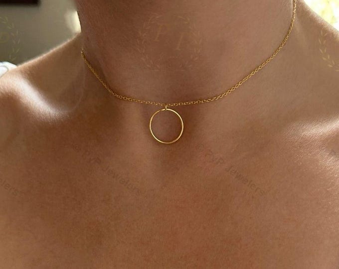 Sterling Silver Day Necklace, Discreet Sub Necklace, Silver, Gold, Rose Gold, Necklace with O Ring Pendant, O Ring Choker, Gift for Her