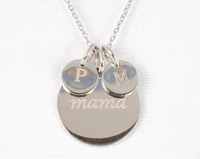 Personalized Disc Necklace, Silver Disc Necklace, Dainty Initial Necklace, Personalized Discs with Names, Coin with Dates Necklace, Mom Gift
