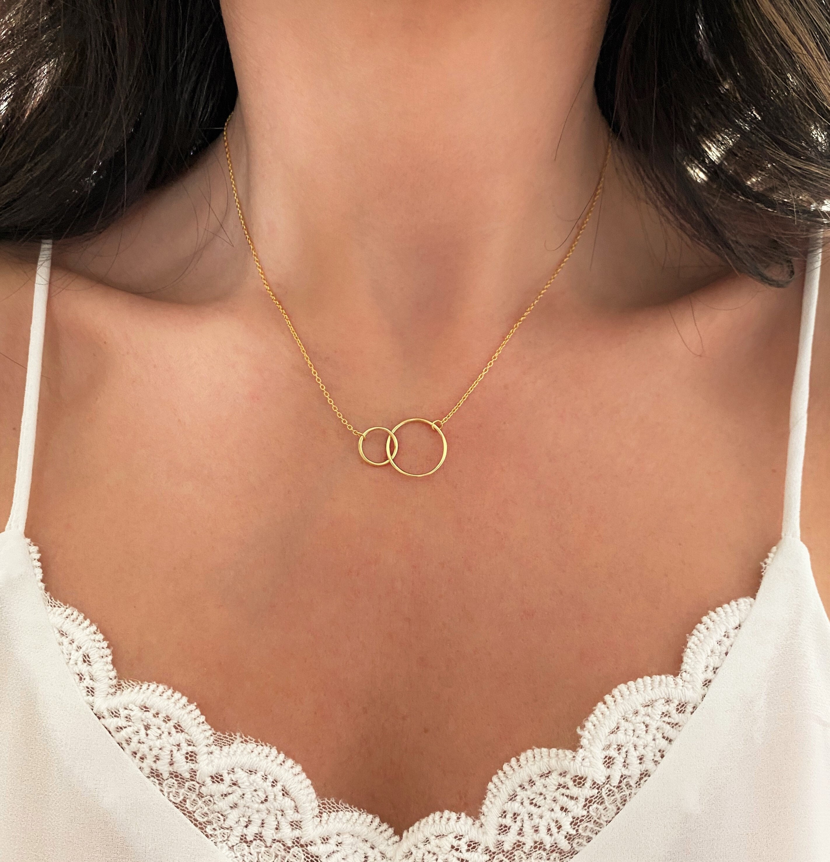 August Woods Rose Gold Interlinked Circles Necklace Argento.com