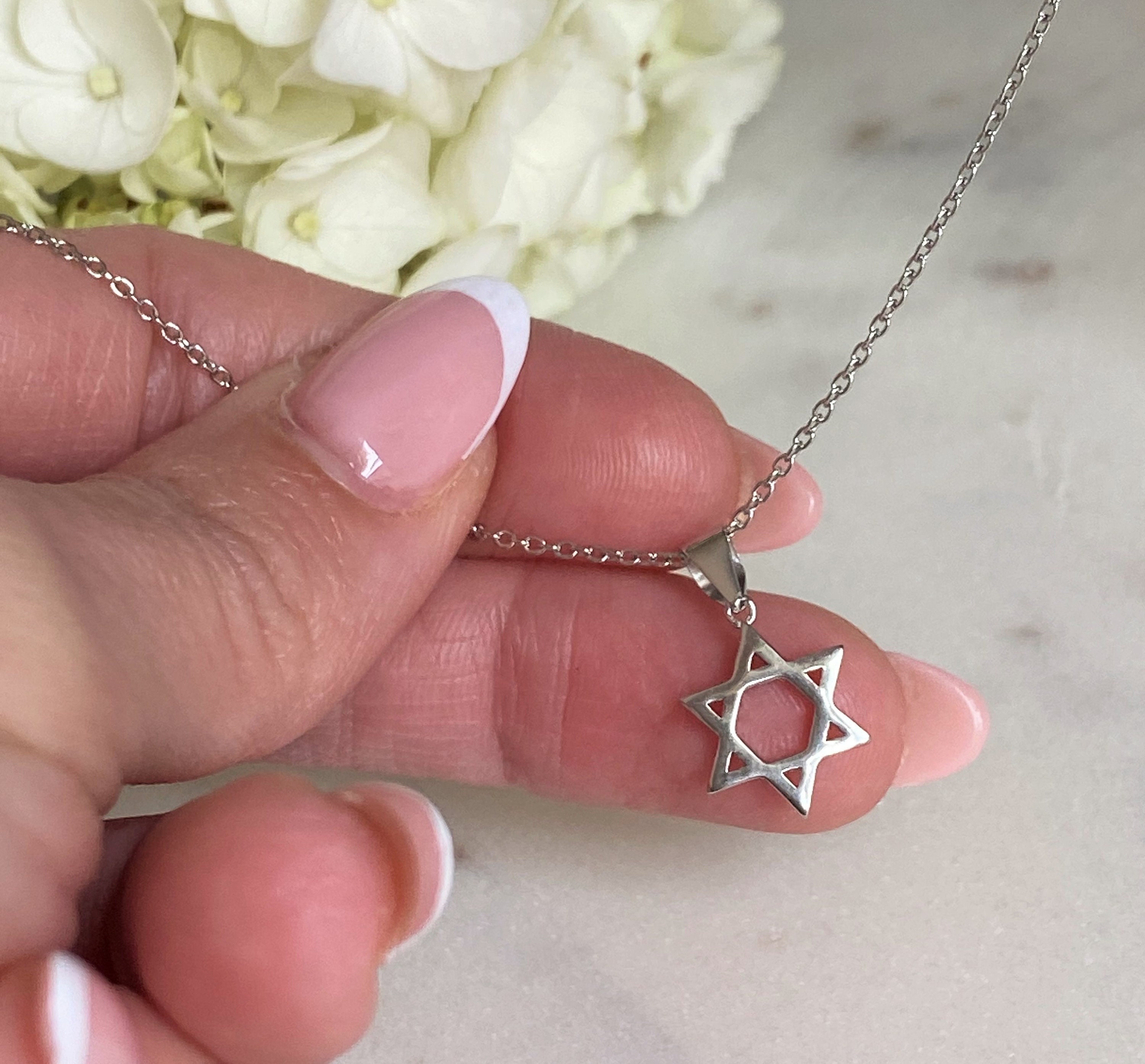 VINTAGE 10K WHITE YELLOW GOLD LARGE STAR OF DAVID MAGEN DAVID PENDANT  NECKLACE | eBay