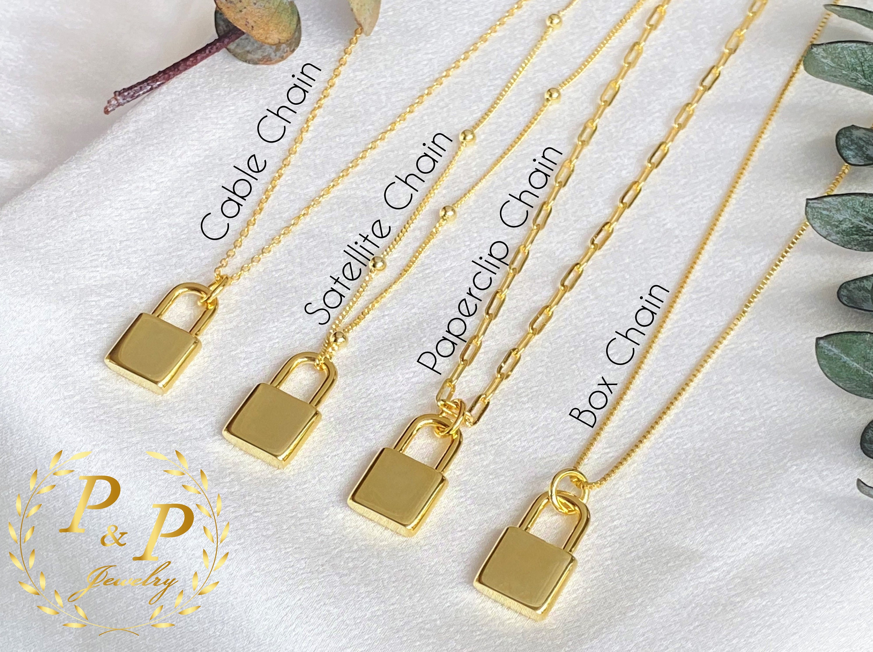 Gold Padlock Statement Necklace Minimal Lock Necklace for 