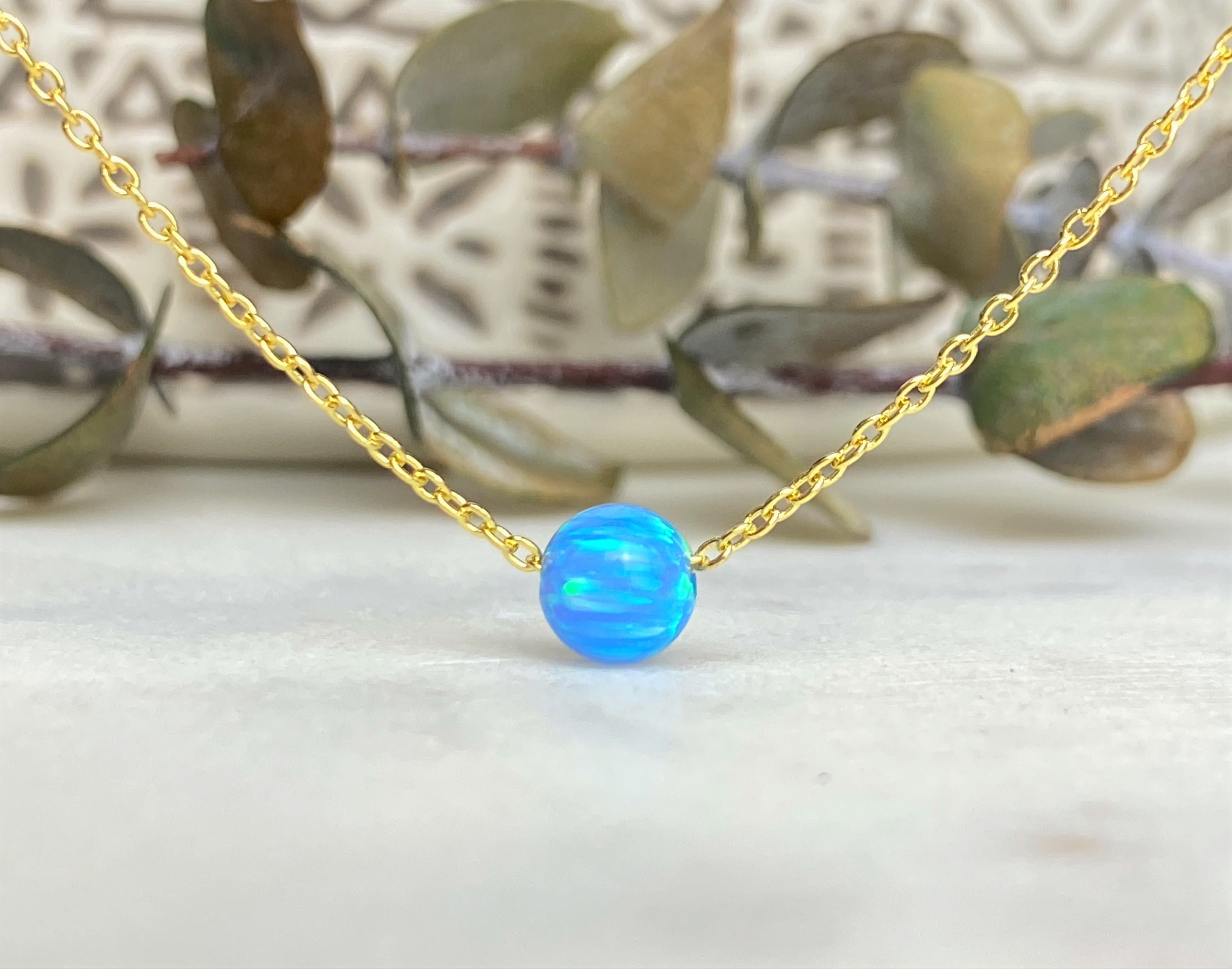 Blue opal deals bead necklace