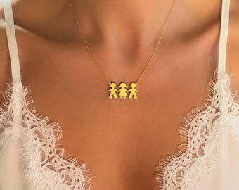 Personalized Necklace for Mom - Custom Jewelry with Kids Names - Boy Girl Charms - Perfect Gift for New Mom, Mother, Grandma, Grandmother