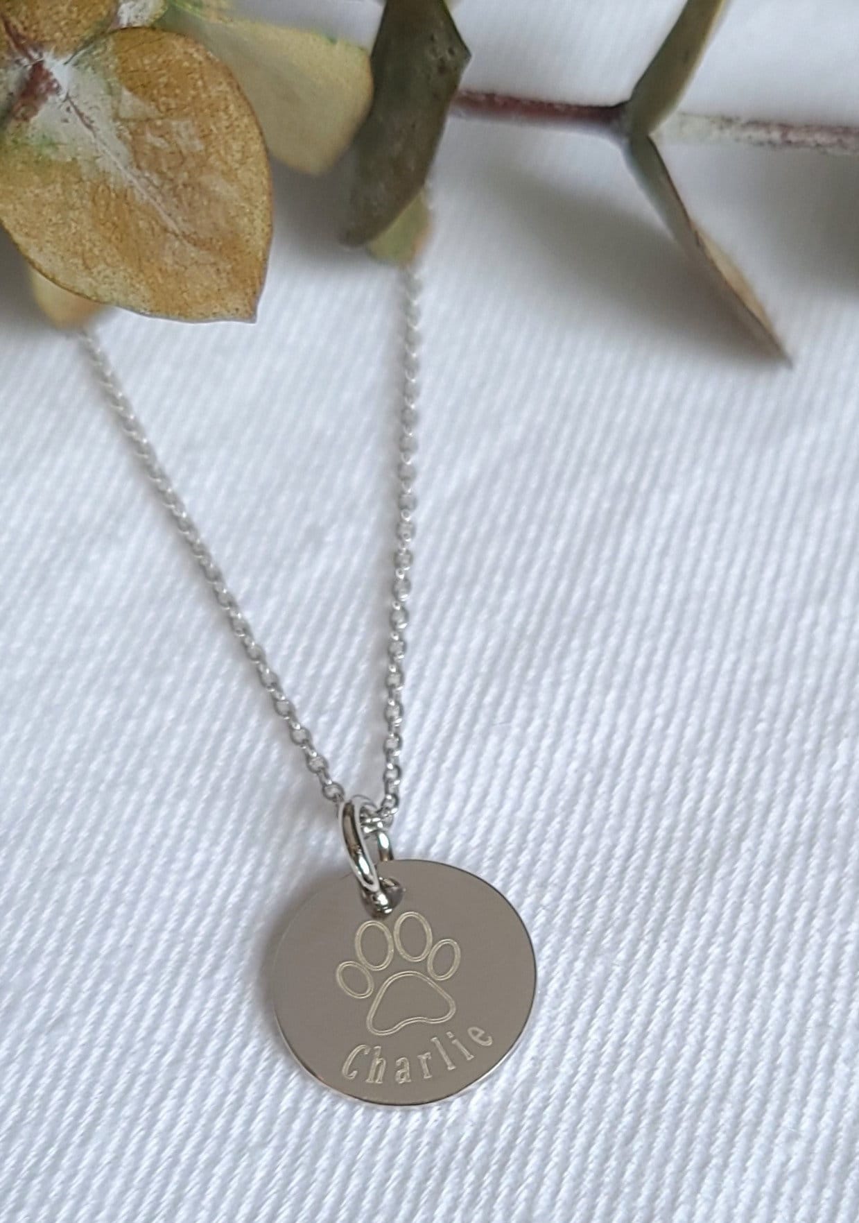 Dog Paw Necklace 925 Sterling Silver，Forever Love Heart Puppy Paw Neck