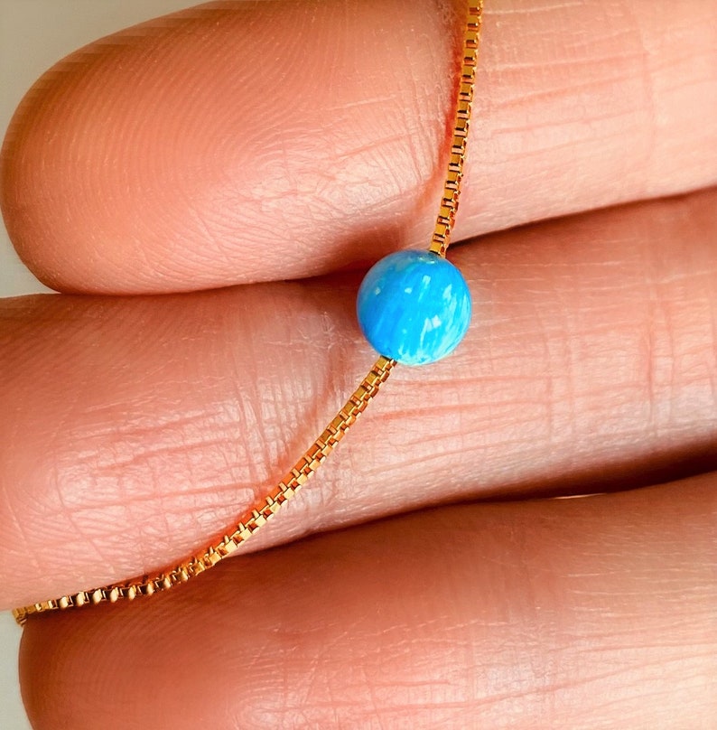 Opal Necklace Opal Bead Necklace Dainty Opal Necklace White Etsy