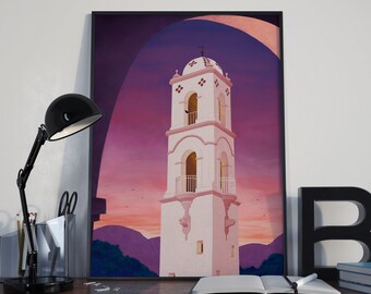 Ojai Valley Inspired "Bell Tower" Poster Art Print