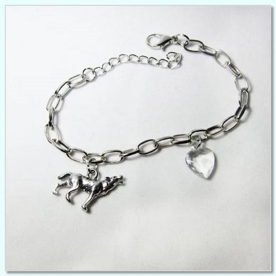 SILVER PLATED MADE WITH LOVE HEART LINK CHARM BRACELET BANGLE FREE UK POST HB