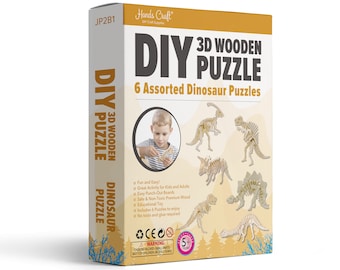 3D Wooden Puzzle Gift Bundle: Dinosaurs (Brontosaurus, Spinosaurus, Triceratops, Stegosaurus, Parasaurolophus) | Montessori Toys for Kids