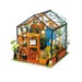 DIY Miniature Model House: Cathy's Flower House miniature greenhouse model kit with LED lights (DG104) by Hands Craft 