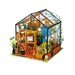 DIY Miniature Model House: Cathy's Flower House miniature greenhouse model kit with LED lights (DG104) by Hands Craft 
