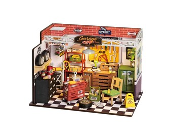 DIY Miniature House Kit | Garage Workshop - for car enthusiasts, gift ideas, home decor, decoration, man cave