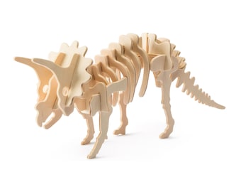 3D Wood Puzzle: Triceratops DIY kids craft, kids puzzle, STEM activity (JP230) by Hands Craft