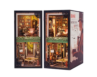 DIY Miniature Kit Book-Nook: Rose Detective Agency with Dust Cover and LED lights