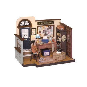 Hands Craft DIY Miniature House Kit: Mose&#39;s Detective Agency (DG157) | Home Decor and Gifts, Miniature Office