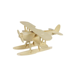 Hands Craft DIY 3D Wooden Puzzle: Hydroplane Airplane DIY kids craft, kids puzzle, STEM activity (JP209)