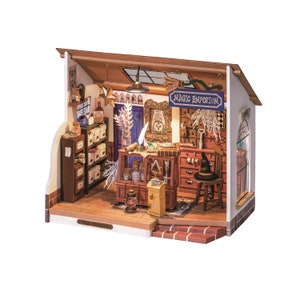 DIY Dollhouse Kit Miniature Magic Shop Diorama Room Box: Kiki's Magic Emporium (DG155) | Home Decor and Gifts, Spells Potions and Charms