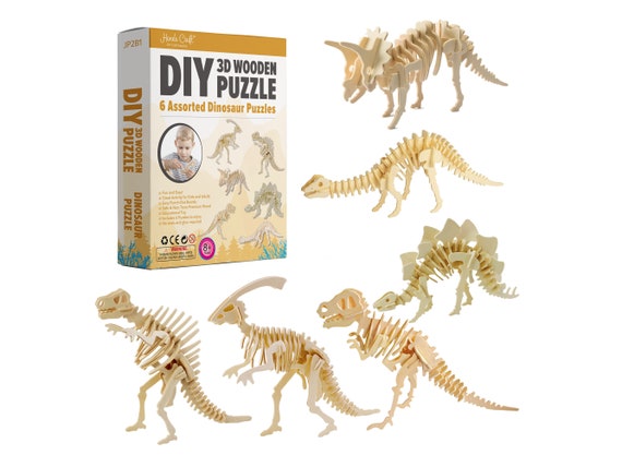 Lot de 6 Puzzle 3D pour Enfants, Jouet Educatif DIY Dinosaure