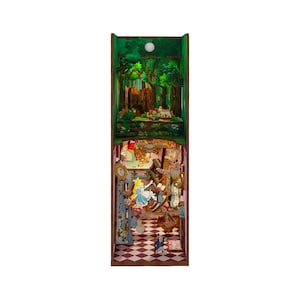 Hands Craft DIY Miniature Kit Book-Nook: Alice&#39;s Adventure w/ motion-activated LED Lights