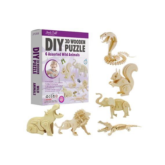 Ensemble cadeau de puzzle en bois 3D : animaux sauvages écureuil, éléphant,  serpent, lion, hippopotame, crocodile puzzle pour enfants, activité STEM,  bricolage et artisanat, cadeau. -  France