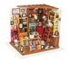 DIY Miniature Model Library Bookstore Kit: Sam’s Study mini book room model kit with LED lights (DG102) by Hands Craft 