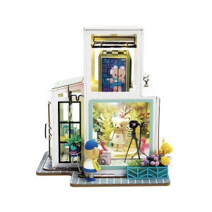 Hands Craft DIY Wooden Miniature Doll House Furniture Kit DIY Project Woodcraft Construction Kit Mini House Crafts Teddy Series: Time Studio