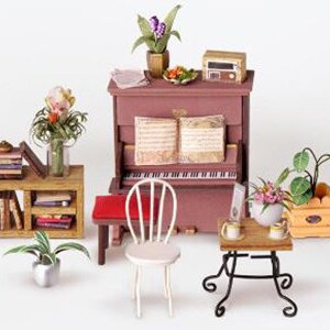 DIY Dollhouse Kit Miniature Cafe Diorama Room Box: Simons Coffee DG109 Home Decor and Gifts Craft Kit Supplies, Dollhouse Shop Furniture image 6