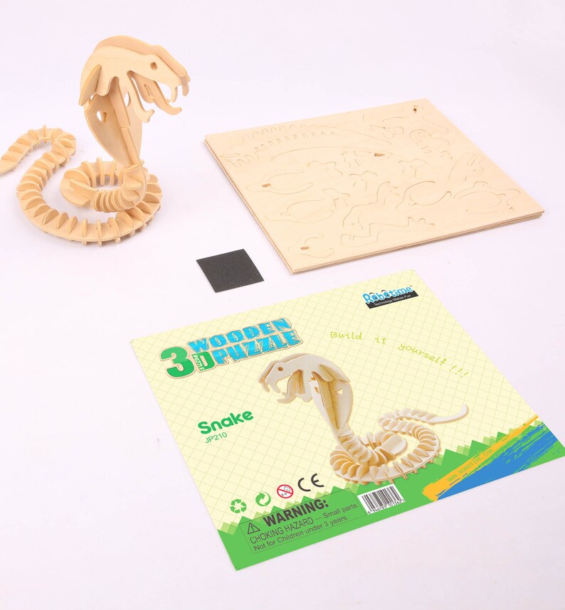 Hands Craft JP210 DIY 3D Wooden Puzzle Snake Etsy