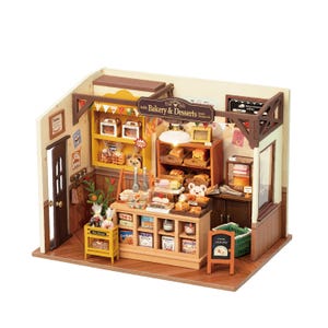 Hands Craft DIY Miniature Dollhouse Kit | Becka&#39;s Baking House w/ LED lights - Home Decor, Gifts, Tiny Furniture, Bakery, bread, Puzzles