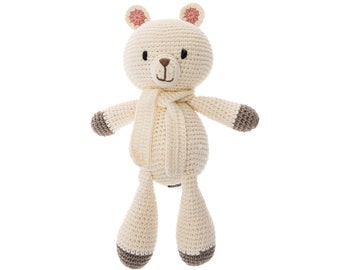 Handmade Plush Toys: White Bear - baby gift | birthday gift for boys and girls | Baby Shower Gift | Newborn Gift | Crochet