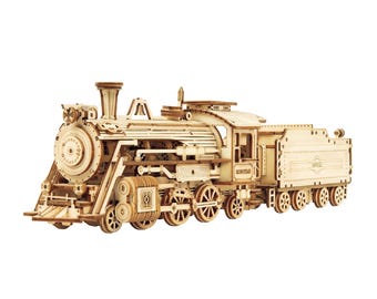 Hands Craft DIY Prime Steam Express: 3D Wooden Puzzle Train Scale Model Making Train Unique Gift For Him, Adults and Kids | Montessori Toy