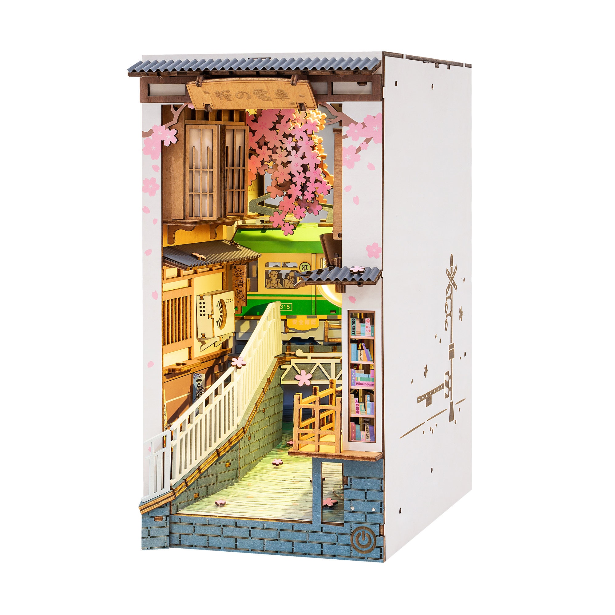 DIY Wooden Book Nook Shelf Insert Miniature Items Sakura Town Bookends Doll  Houses Bookshelf Handmade Gift Home Decor - AliExpress
