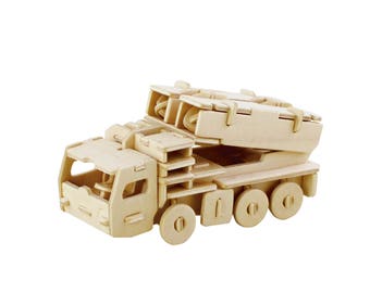 3D Wood Puzzle: Missile Truck DIY kids craft, kids puzzle, STEM activity (JP242) by Hands Craft