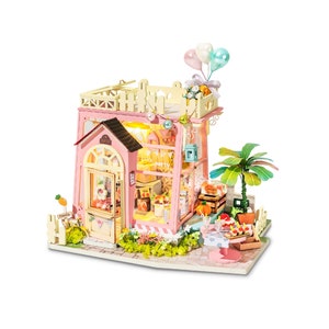 DIY Miniature Model Kit: Holiday Party Time house model kit with LED - batteries included lights (DG153) by Hands Craft