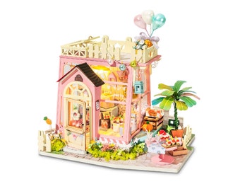 DIY Miniature Model Kit: Holiday Party Time house model kit with LED - batteries included lights (DG153) by Hands Craft