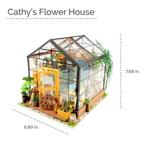 DIY Dollhouse Kit Miniature Greenhouse Diorama Roombox: Cathy's Flower House DG104 Home Decor and Gifts Craft Kit Supplies Garden Plants image 5