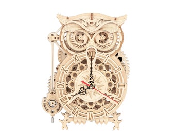 DIY 3D Model Craft Kit - Wooden Owl Clock