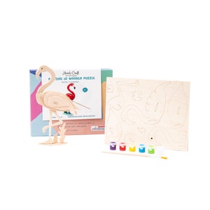 Hands Craft DIY 3D Wooden Puzzle with Paint Kit: Flamingo (HC206)
